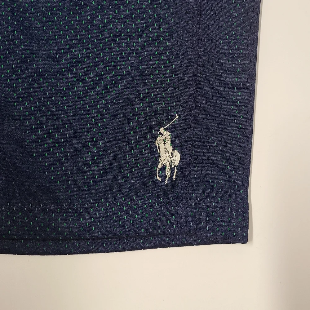 Polo Ralph Lauren Mesh Athletic Shorts Boy's Navy Blue & Neon Green Sz L